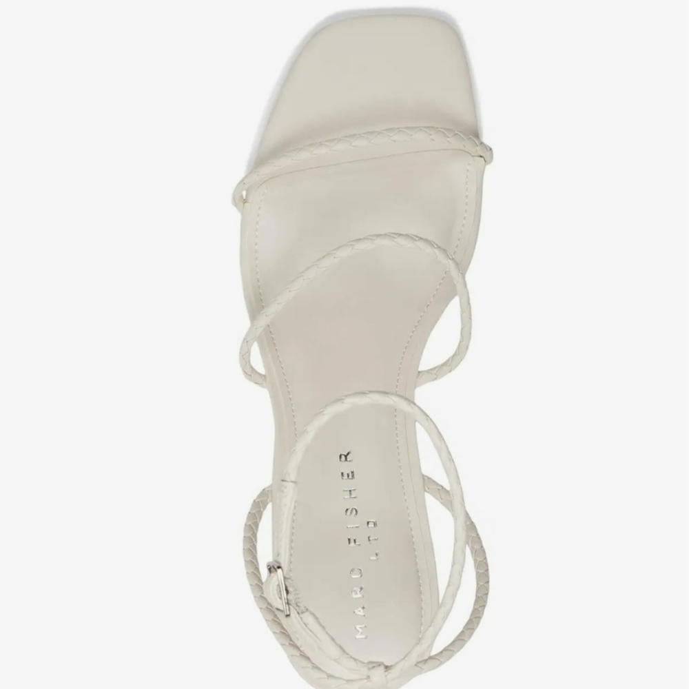 Marc Fisher Dress Sandals 8 White Woven Leather Beylee Dainty Strappy New $130